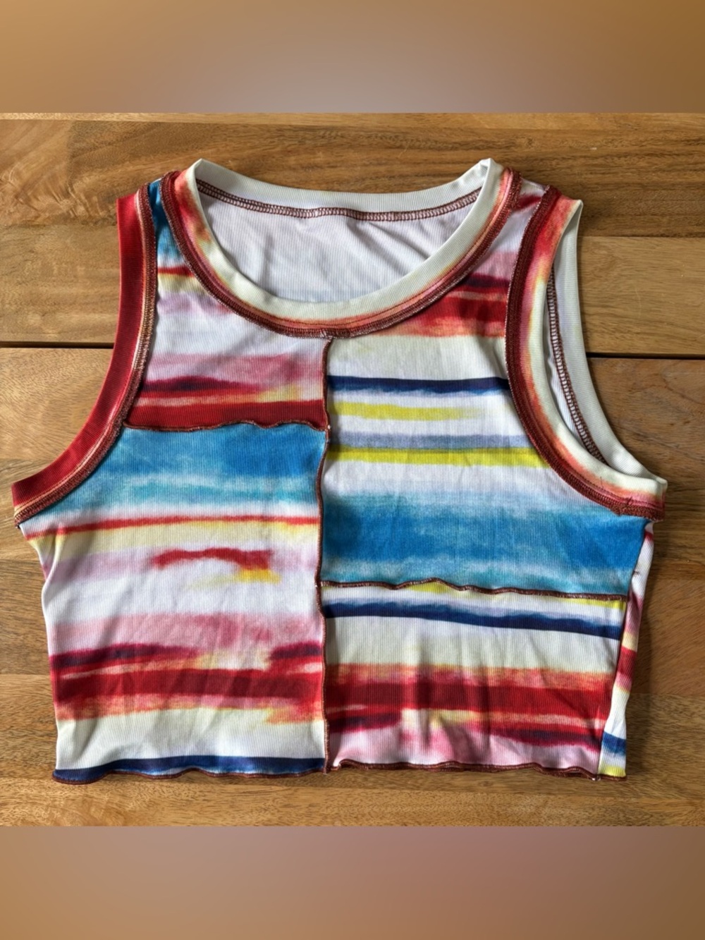 Cider Multicolor Striped Crop Tank Top size Large